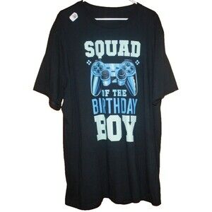 Squad Of The Birthday Boy Game Theme Sz 2XLT Unisex T-Shirt Atleisure Black SS